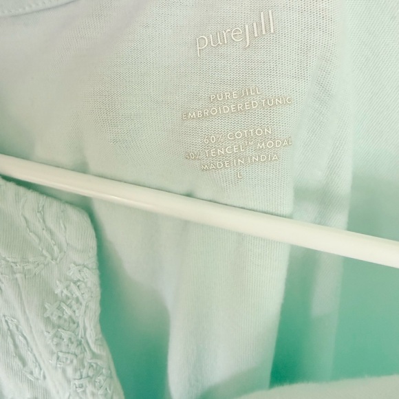 J. Jill Pure Jill Mint Embroidered Tunic Flowy Short Sleeve Tee - Size Large - Picture 4 of 4